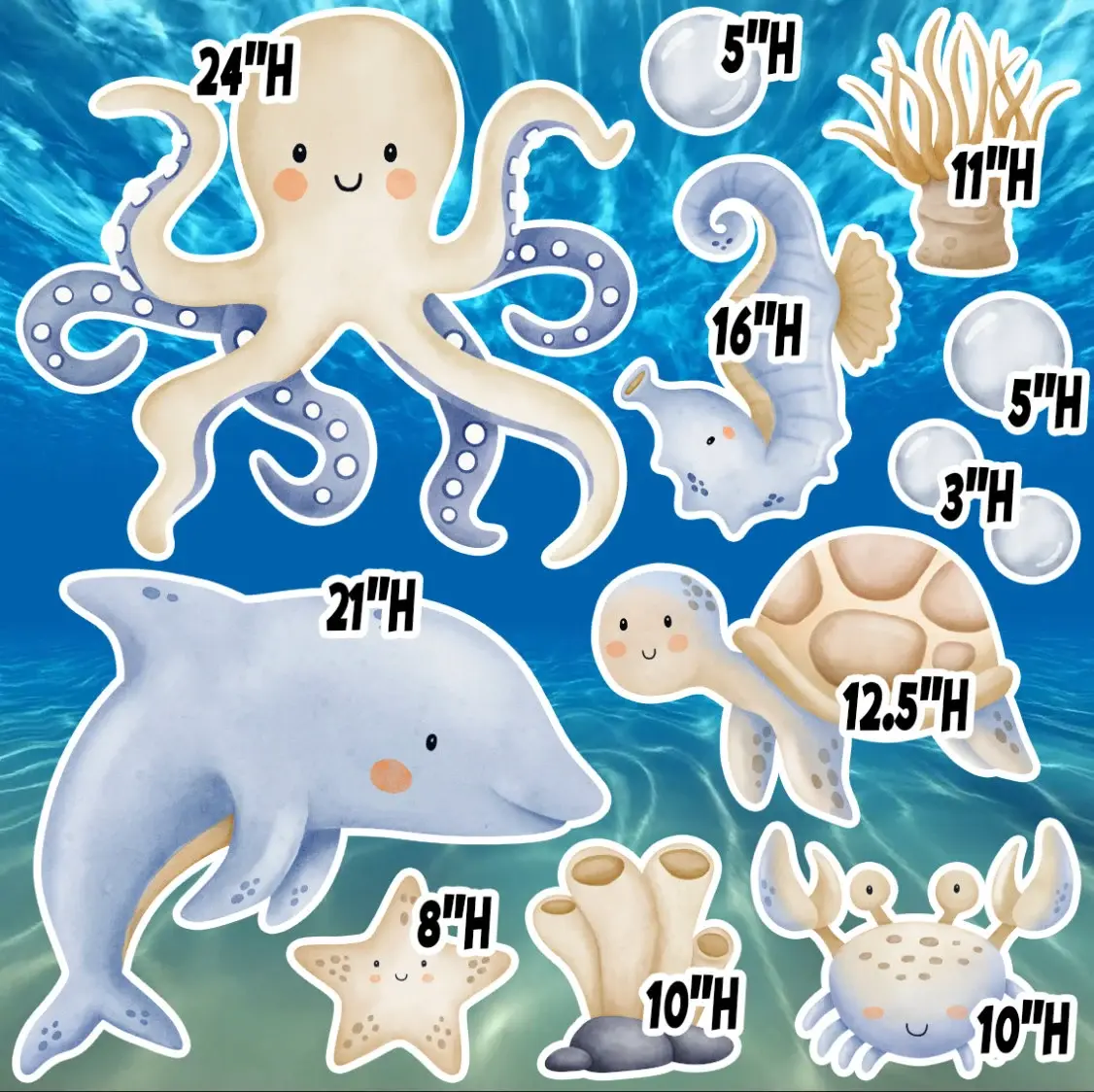 D169 HS SEA ANIMALS PARTY PROPS