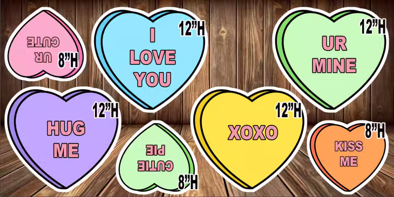 D081 QS HEARTS, VALENTINES SET PARTY PROPS