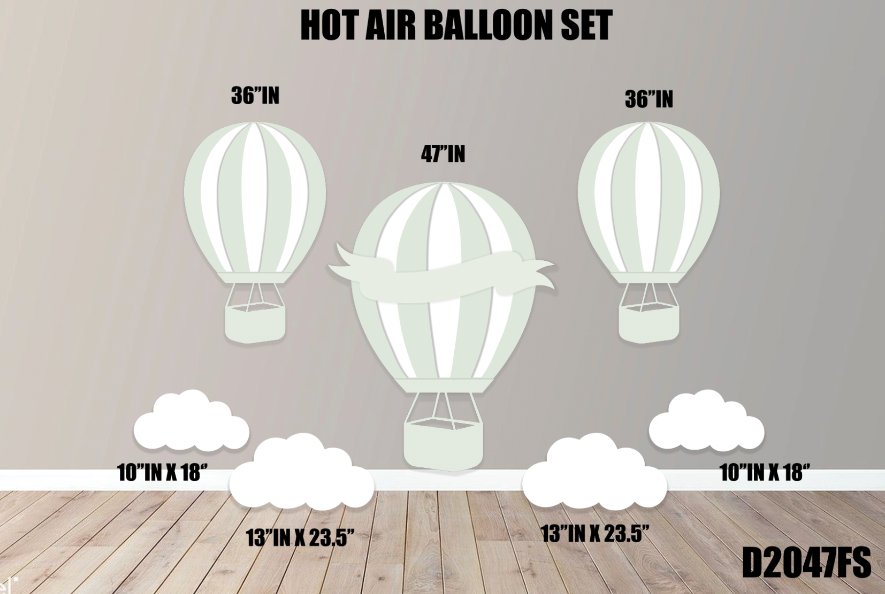 D2047 HOT AIR BALLOON SAGE GREEN AIRPLANES
