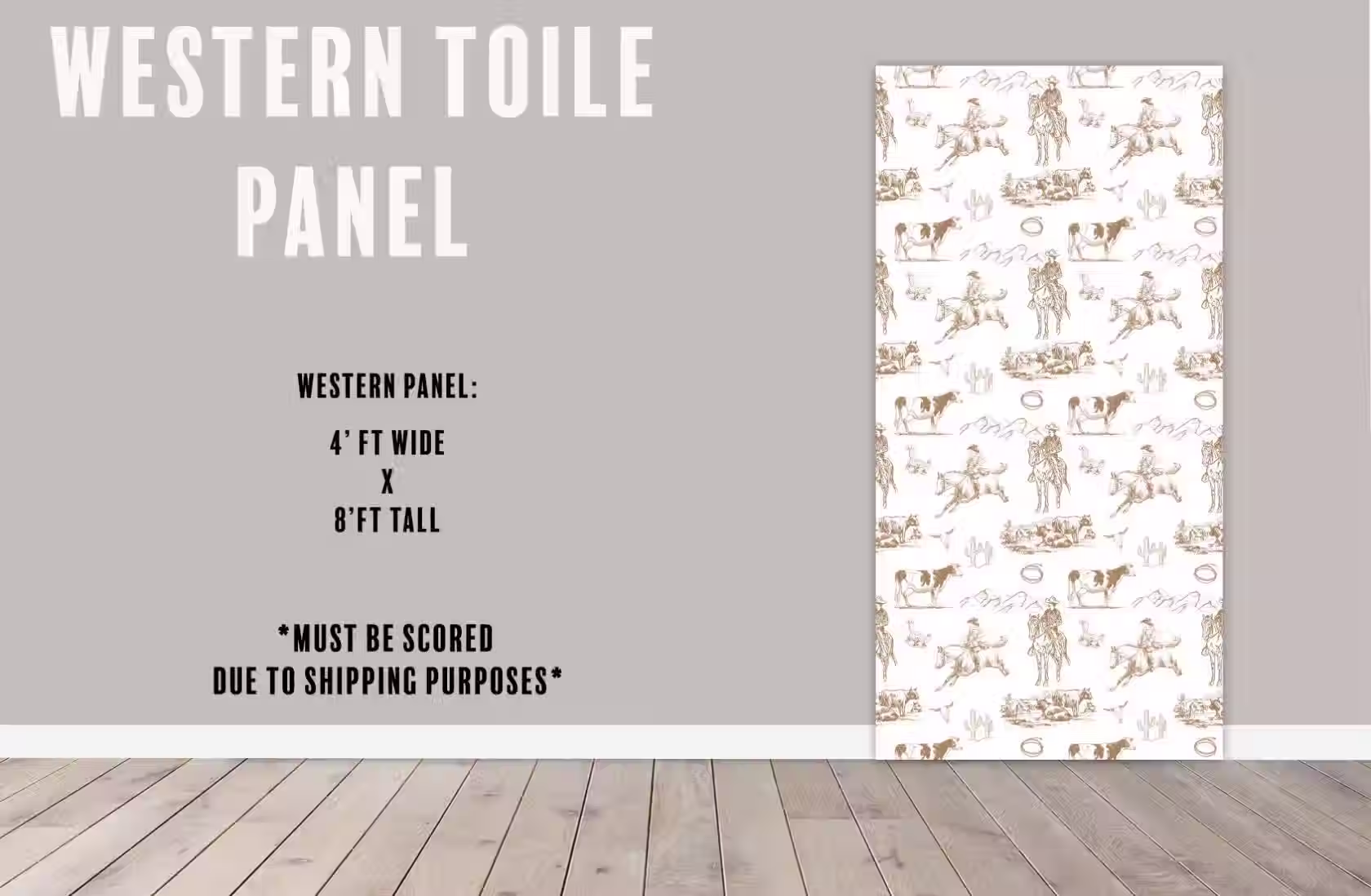 Backdrop Panel Toile Western, Party Decor, UV printed, coroplast cutout party