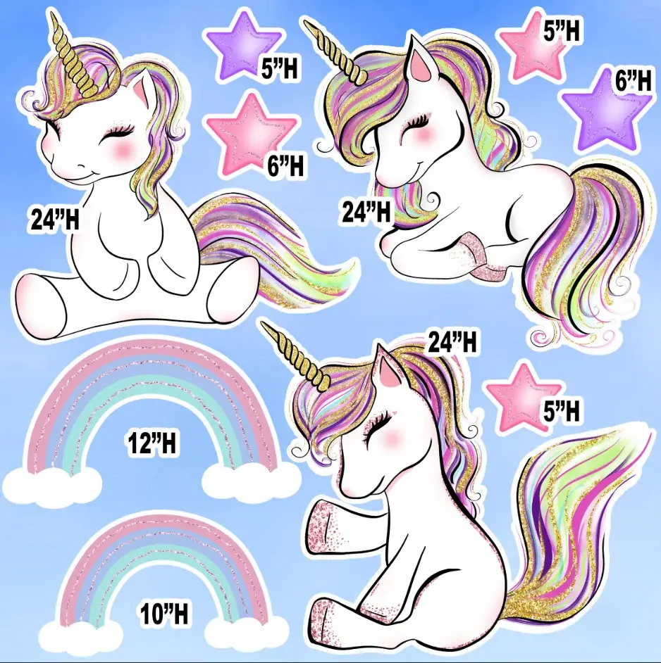 Party Props, Easy Party Decor, Unicorn theme, Unicorn Cutouts