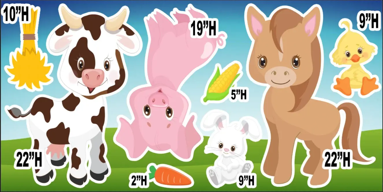 D084 QS FARM ANIMALS PARTY PROPS