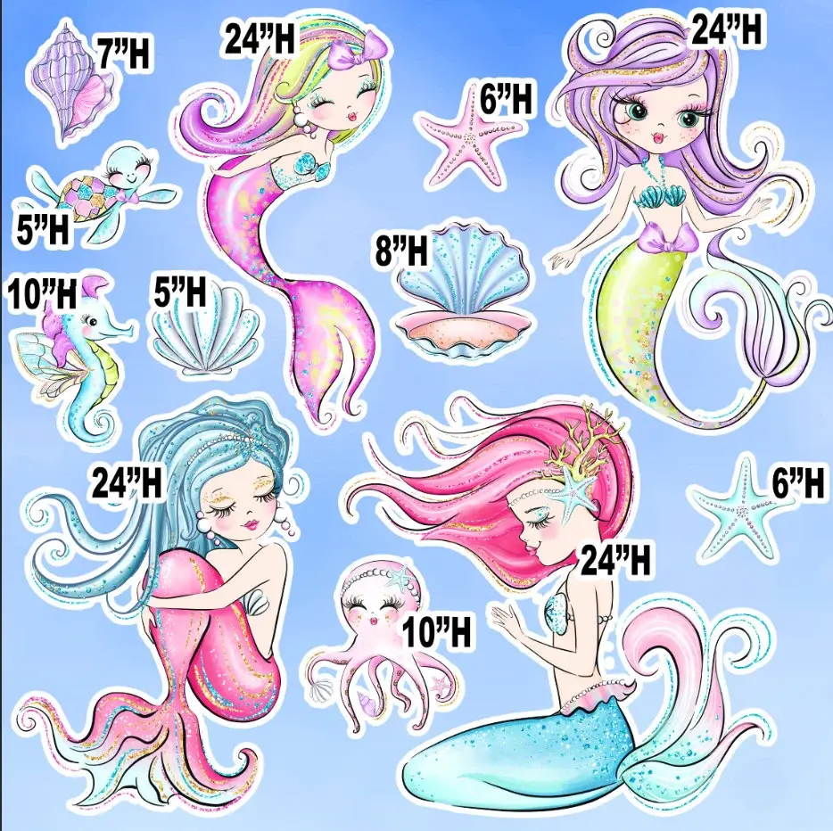 Party Props, Easy Party Prop, Mermaid Set, Coral Cutouts