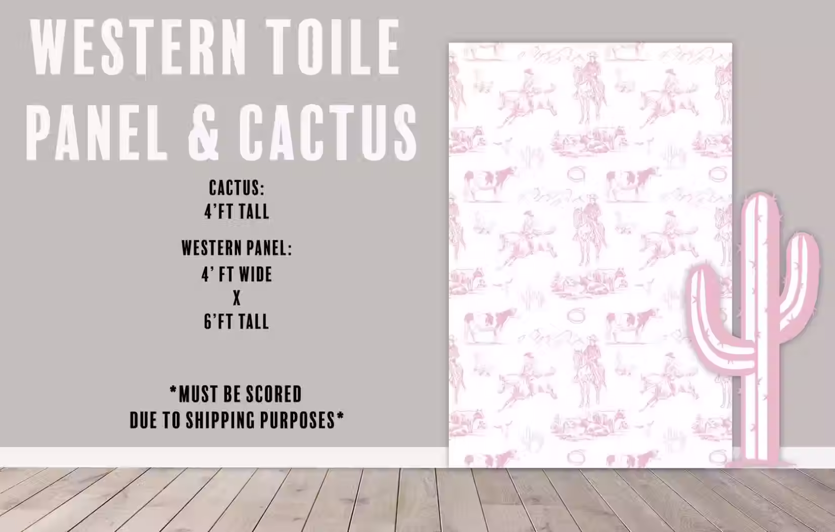 Backdrop Panel Toile Western, Party Decor, UV printed, coroplast cutout party