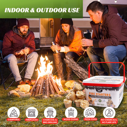 50ct. All Natural Fire Starter in Bucket. Made in USA. | Superior
