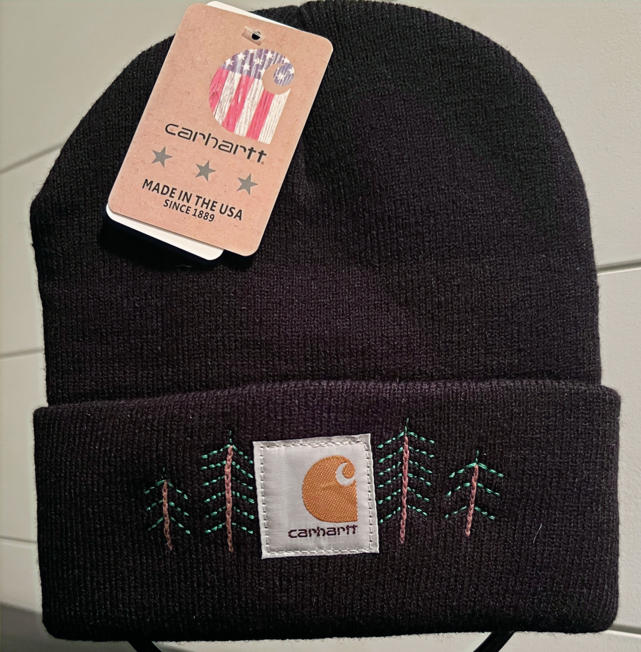 Embroidered Pine Tree Beanie