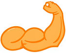 Muscle Icon in Orange with white background. Arm Outline - Bicep Only.jpg