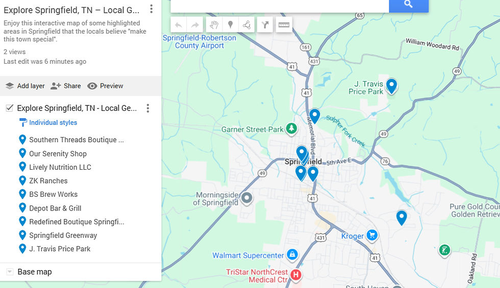 Enjoy this interactive map that I have provided, highlighting some small businesses and parks in the area that locals believe "make this town special". (👈click to open map)