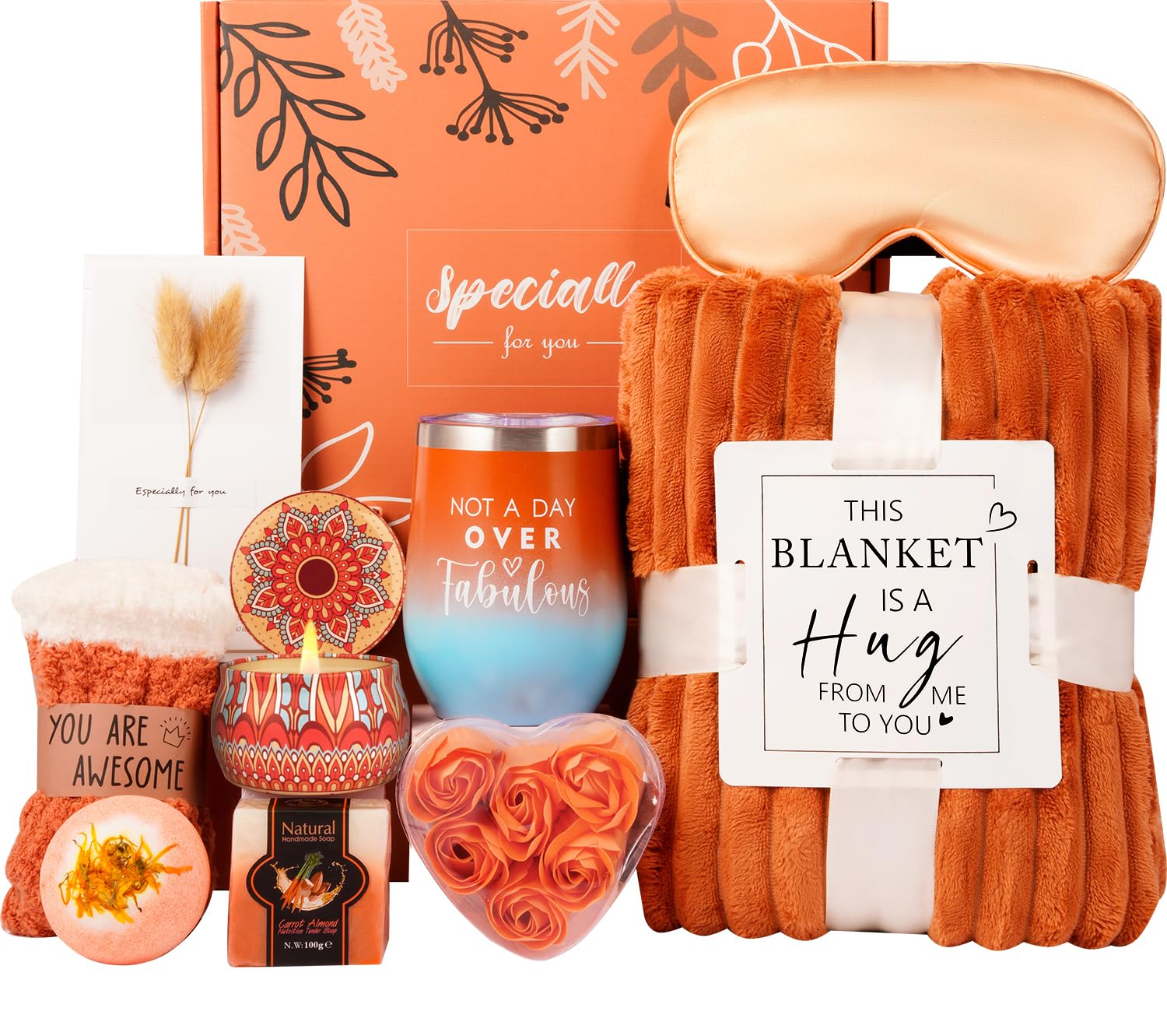 Luxury Spa Gift Set for Her – Cozy Blanket, Rose Relaxation Kit & Self-Care Esse