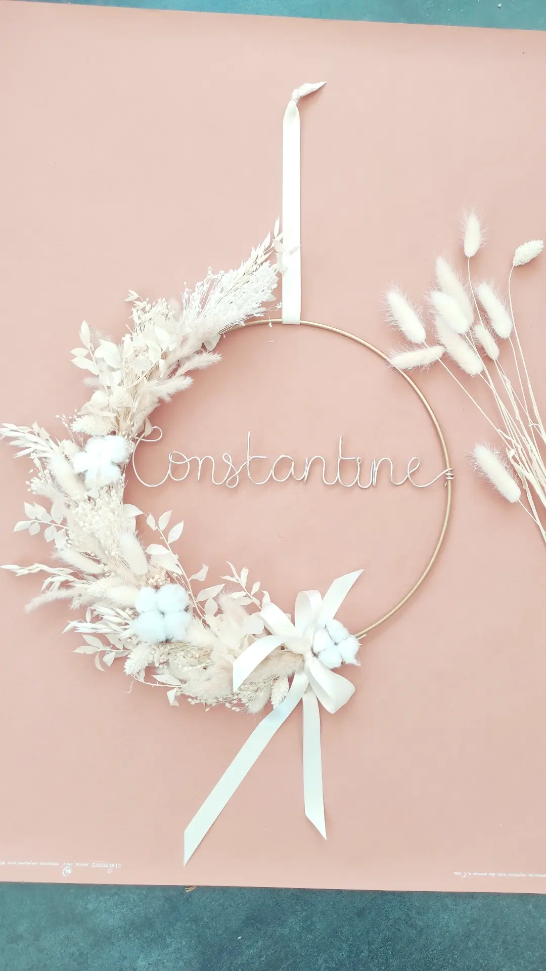 Couronne de fleurs séchées personnalisé 