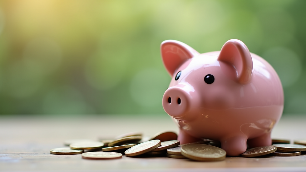 Close-up view of a piggy bank filled with coins