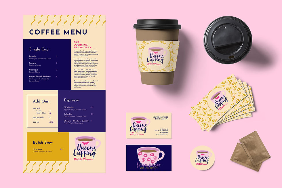 Queens Cupping mockup full branding identity