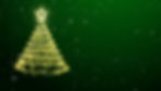 Sparkling golden Christmas tree on green background