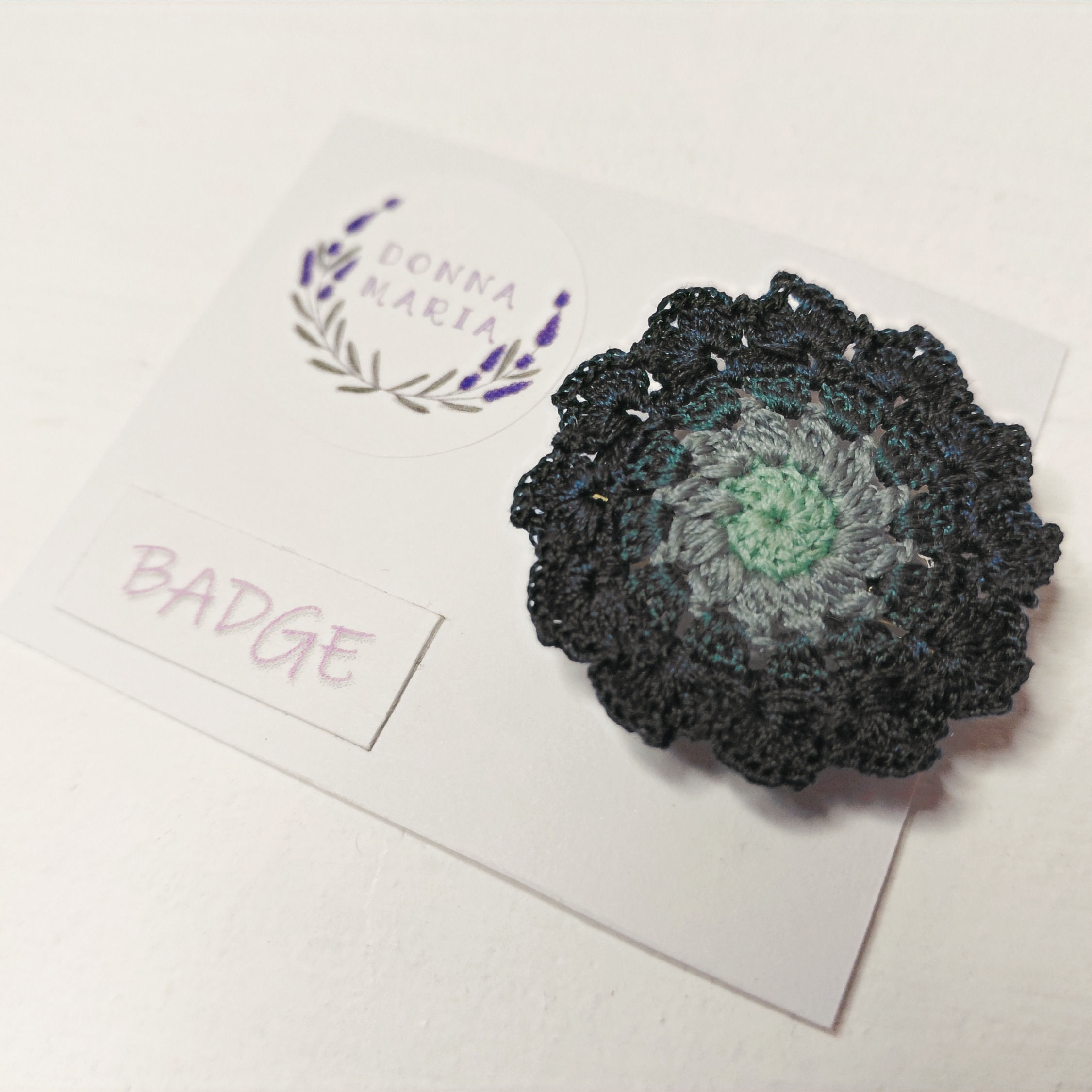 'BLUEBELL' - Micro Crochet Badge - Blue Hues