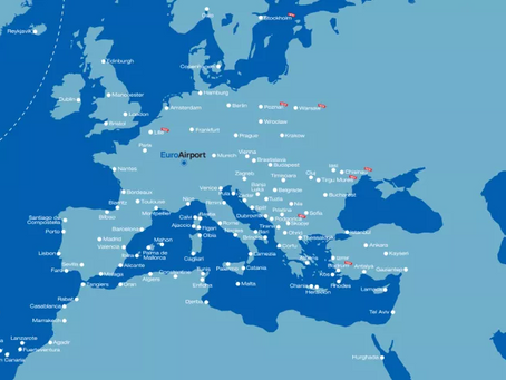 Europakarte mit Flugdestinationen