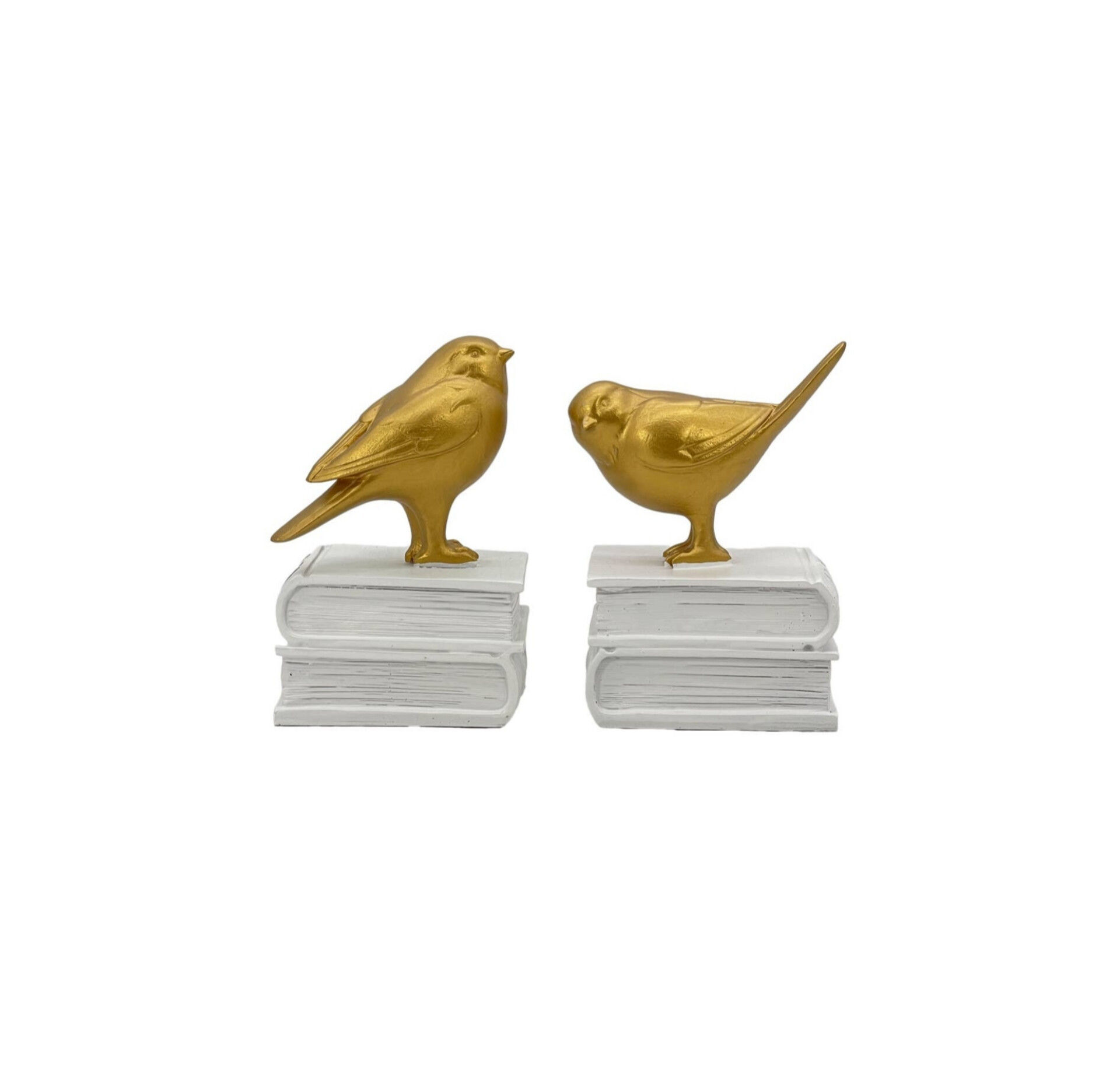 Paire de serre-livres avec oiseau doré 