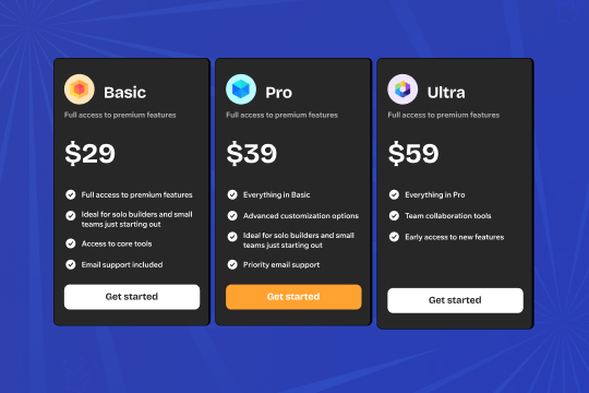 Pricing banner
