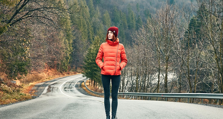 Girl Walking in Empty Road