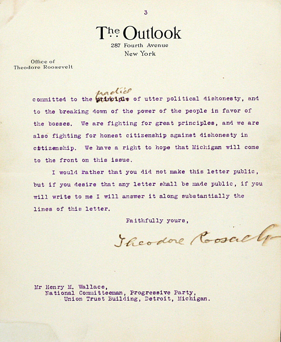 Thumbnail: ROOSEVELT, THEODORE. Typed Letter Signed