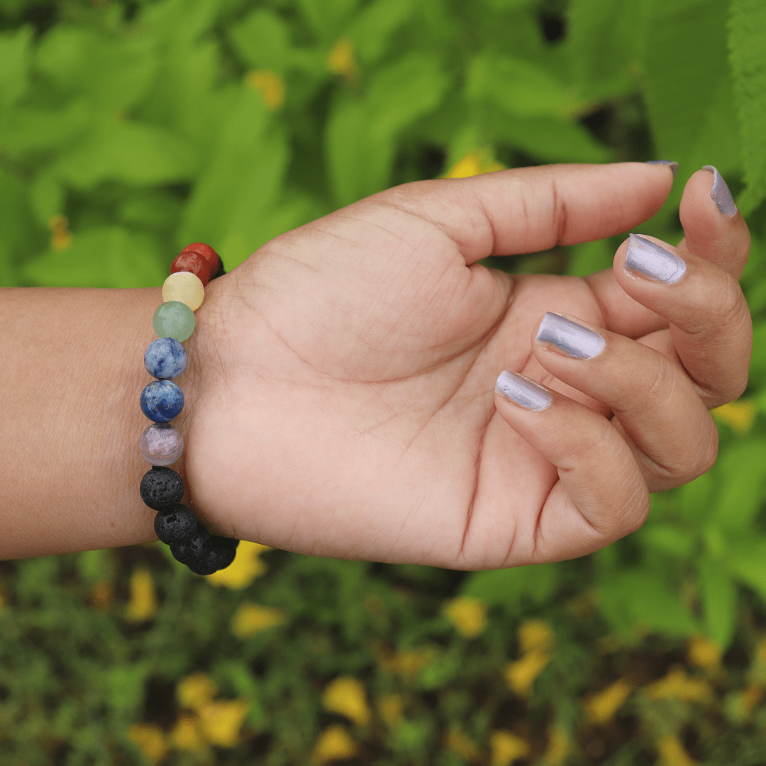 Black Lava Seven Chakra Bracelet
