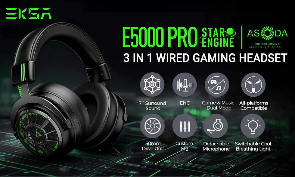 Miniatura: EKSA StarEngine Pro Gaming Headset Gamer 7.1 Wired Over Ear Headphones with ENC 