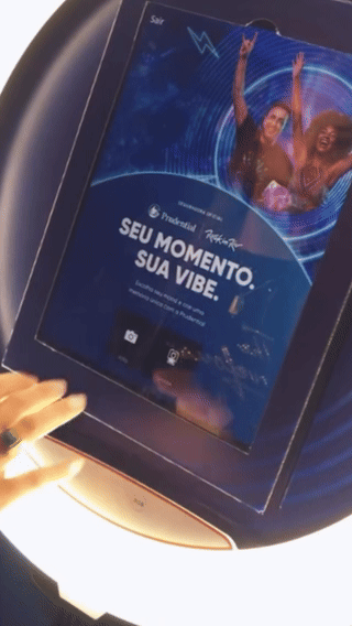 Ativação da Prudential no Rock in Rio 2026 com Capture Booth, IA, impressão de fotos e Social Wall desenvolvida pela Phygital Solutions para a TV1.