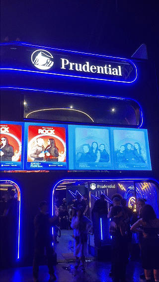 Ativação da Prudential no Rock in Rio 2026 com Capture Booth, IA, impressão de fotos e Social Wall desenvolvida pela Phygital Solutions para a TV1.