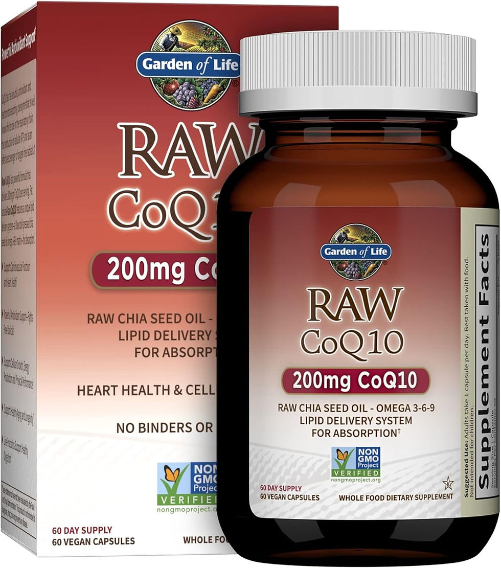 Garden of Life CoQ10 200mg, Vegetarian Omega 3 6 9 Supplement bottle, supporting energy, chronic fatigue relief, and heart he