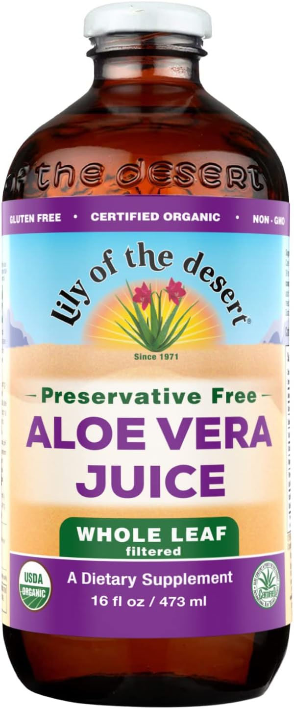 Lily of the Desert Aloe Vera Juice – Whole Leaf, 16 oz bottle, supporting immune health, digestion, and overall wellness.