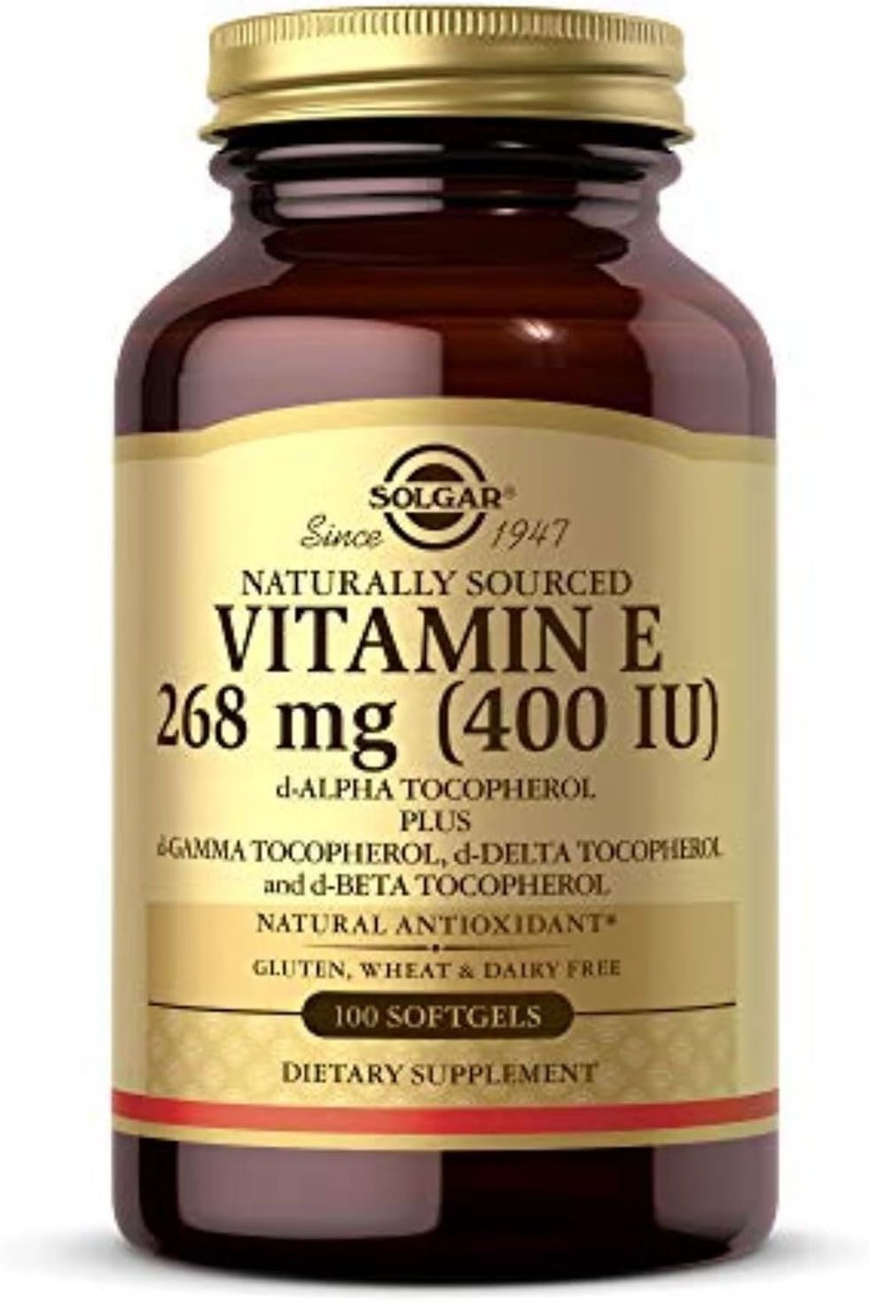 Solgar Vitamin E 268 MG (400 IU) (d-Alpha Tocopherol & Mixed Tocopherols), 100