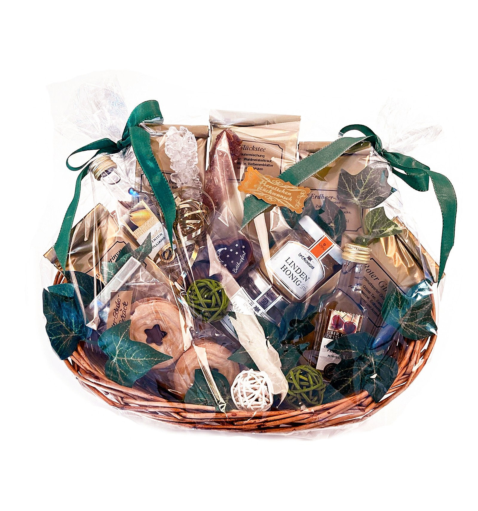 Präsentkorb "Teehaus" (gold-grün)