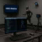 Person running in mocap suit