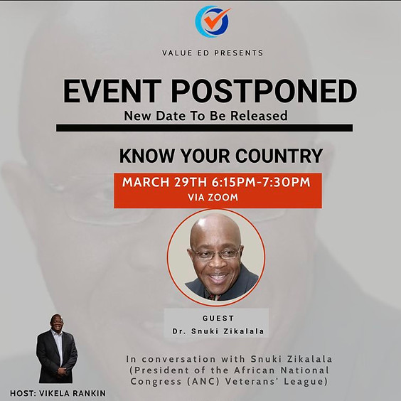 Event Postponed: Know Your Country