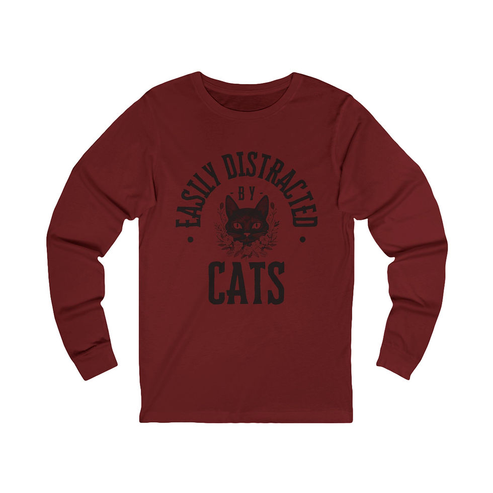 Thumbnail: Easily Distracted by Cats Long Sleeve Tee