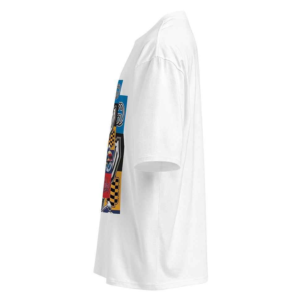 Μικρογραφία: Swerve God Limited-Run Oversized Black Streetwear T-Shirt with Retro Patch-Art 