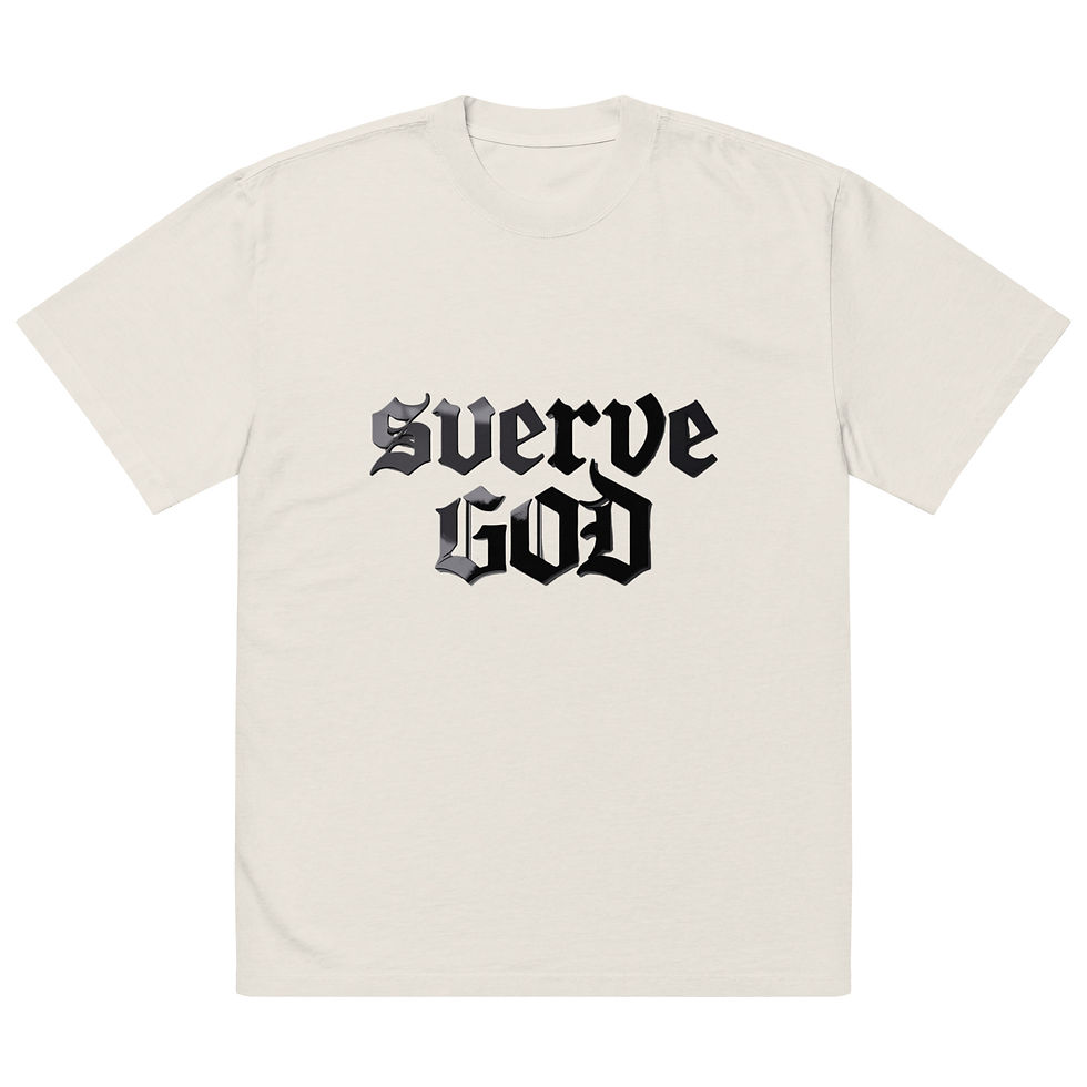 Thumbnail: SWERVE GOD – Gothic Stack Tee (Sandstone