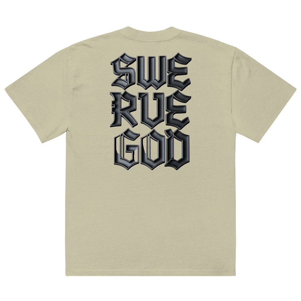 Thumbnail: SWERVE GOD – Gothic Stack Tee (Sandstone