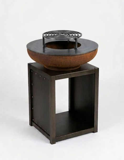 Miniature : brasero rond sur socle thermolaqué noir traversant  Vulcan brasero 