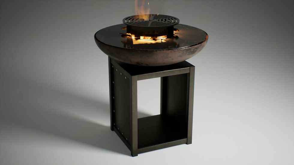 Miniature : brasero rond sur socle thermolaqué noir traversant  Vulcan brasero 
