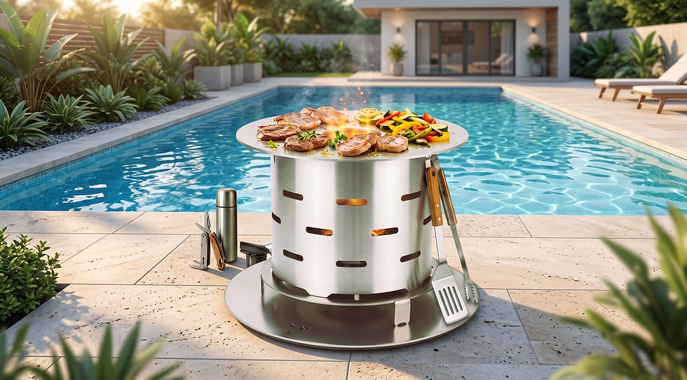 Miniature : kit brazecue au bord d'une piscine 