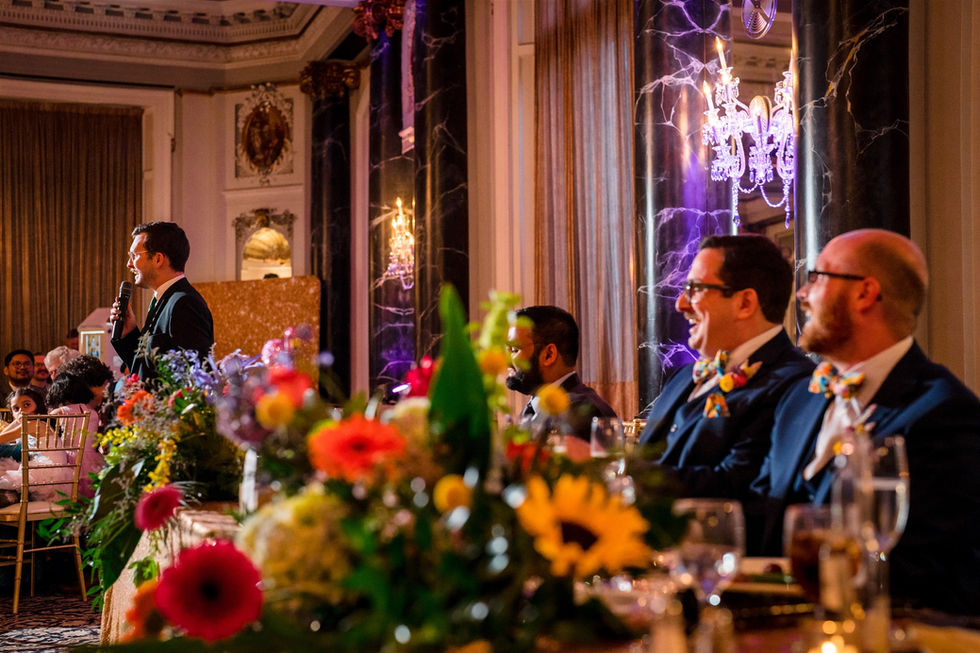 groom listening to toast