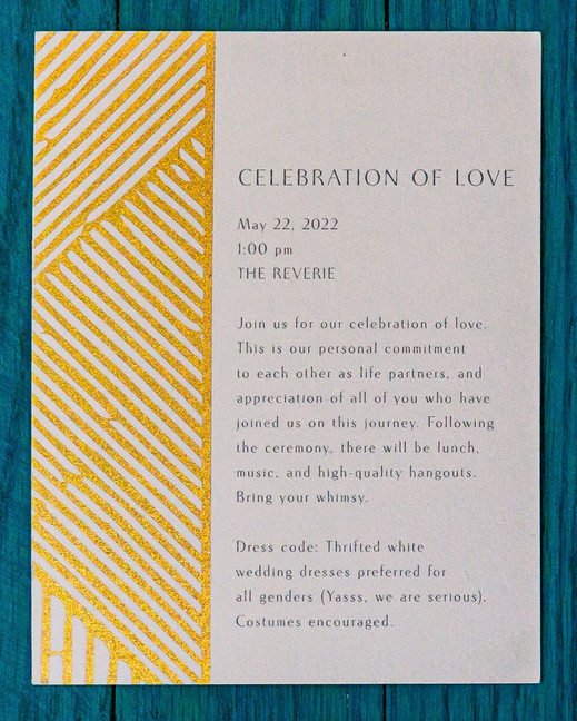 Gold and white wedding invitaion