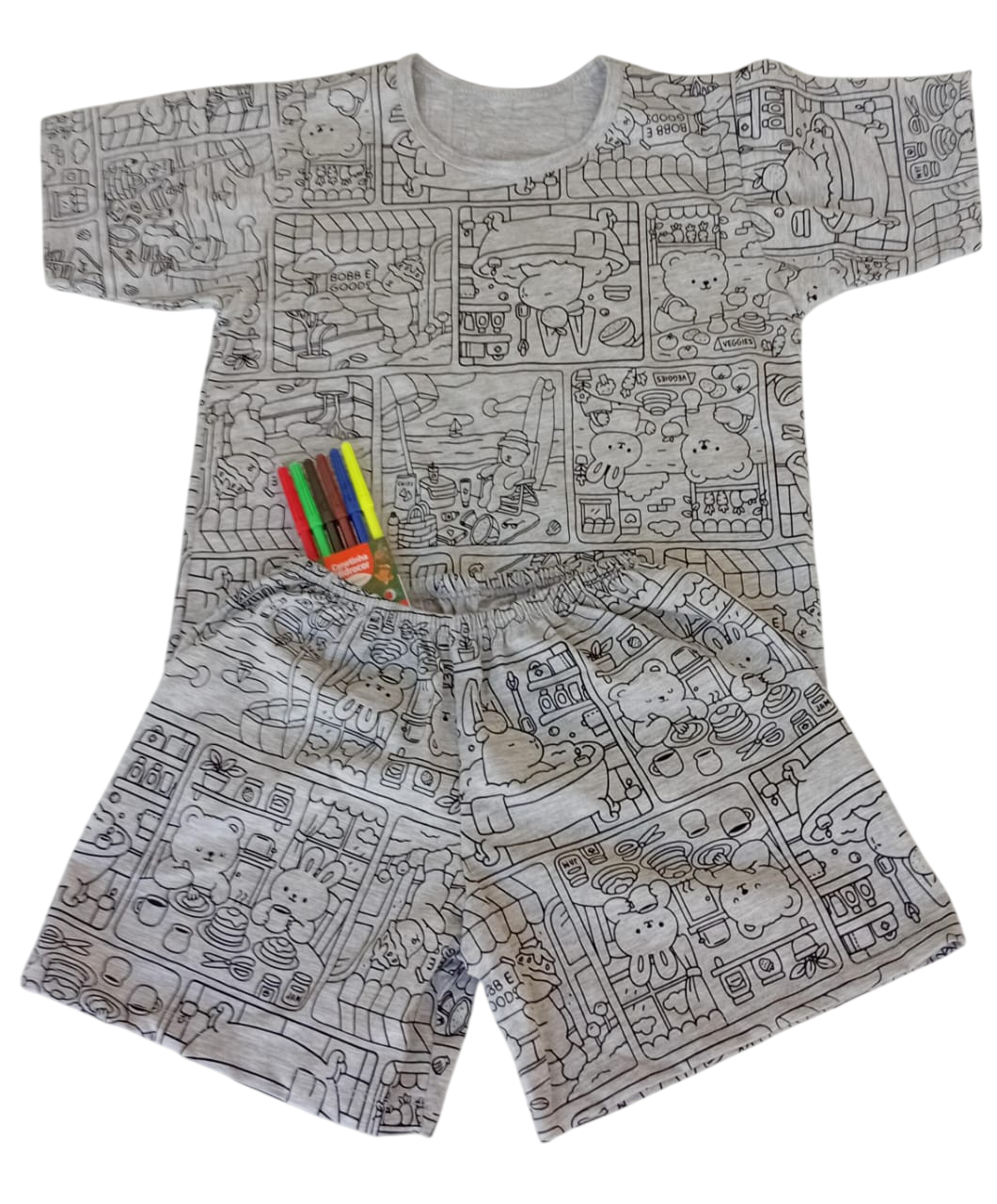 Pijama infantil com canetinhas para colorir - Bobbie Goods - conjunto infantil