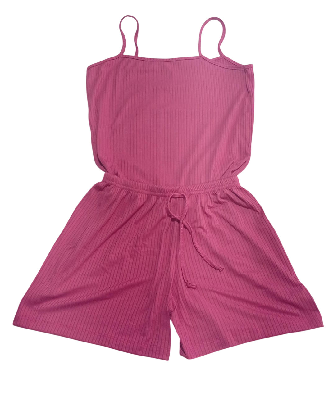 Pijama feminino canelado - conjunto c/ blusa de alcinha e short - Tipo babydoll