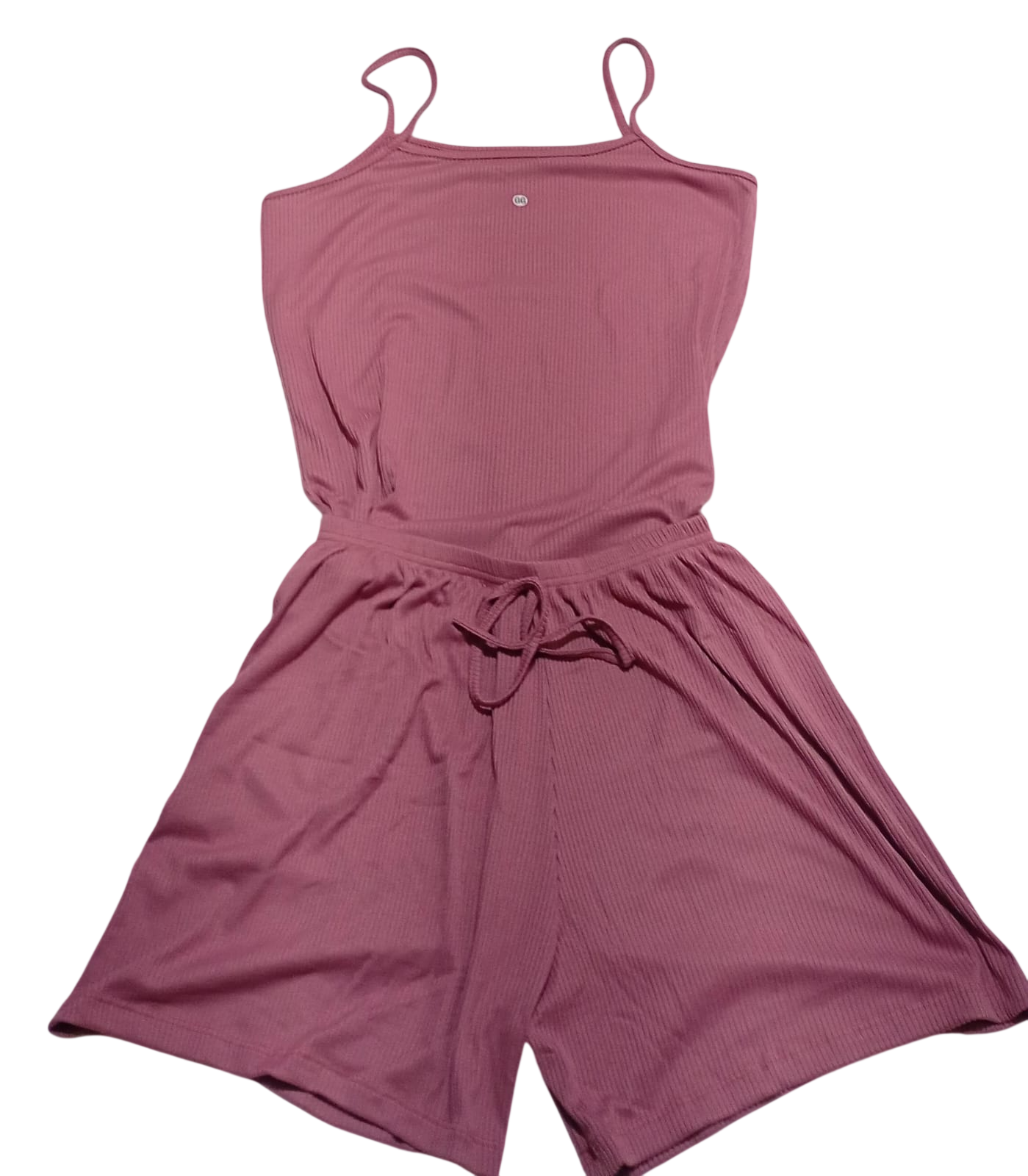 Pijama feminino canelado - conjunto c/ blusa de alcinha e short - Tipo babydoll