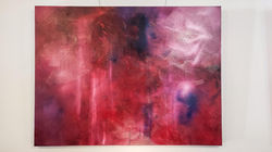 Dark reds, purples and a splash of white merge in a powerful expression of resistance