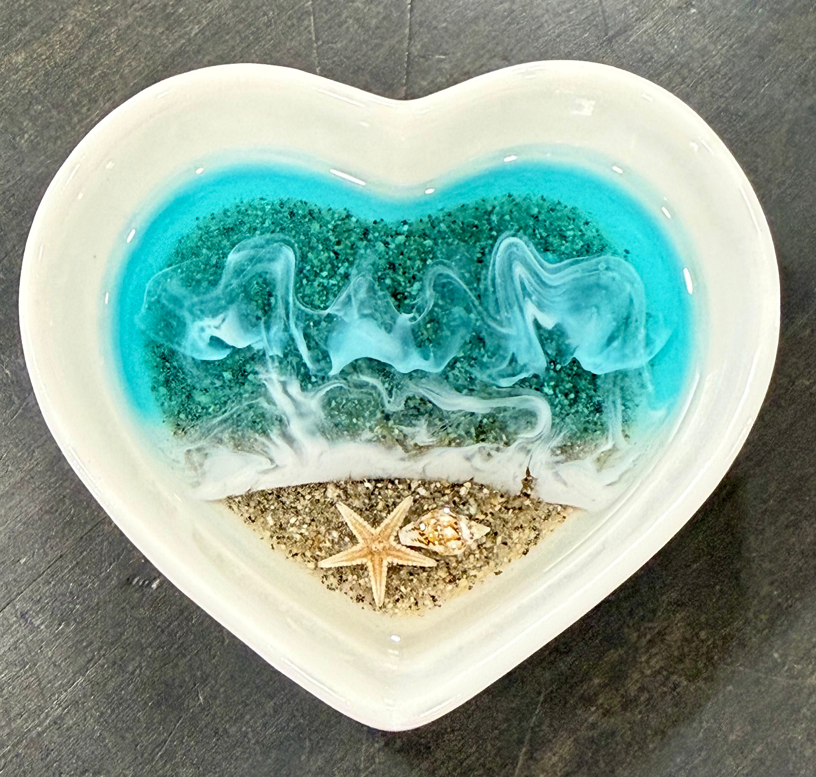 Heart Ocean Resin Ceramic Dish