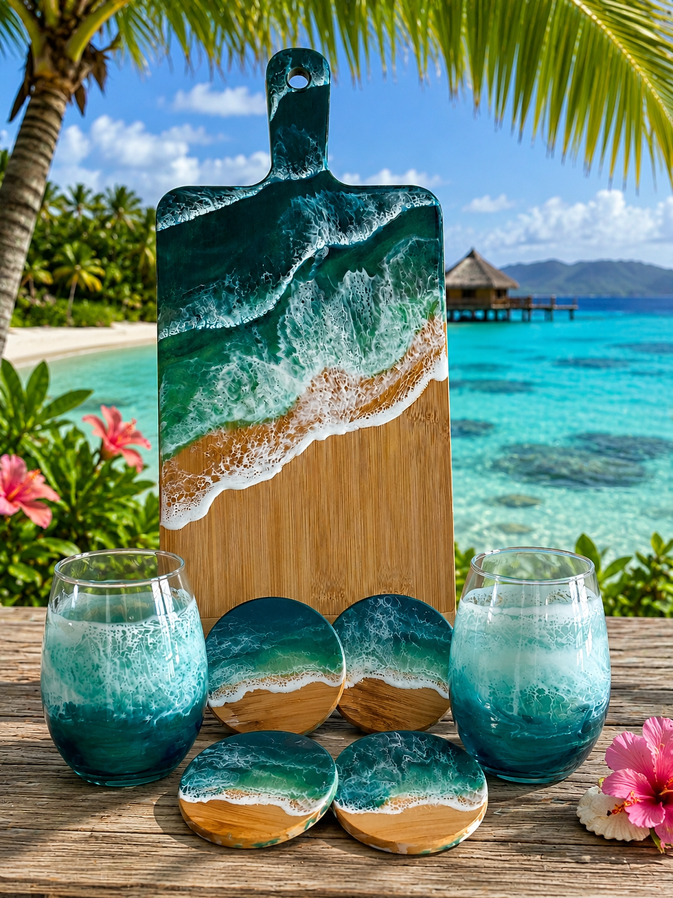 Thumbnail: Bamboo Wood Resin Cutting/Charcuterie Board – 16" x 9"