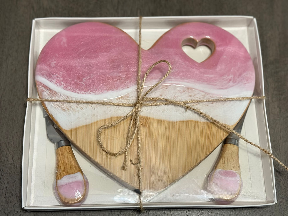 Thumbnail: Valentine Heart Ocean Resin Mini Charcuterie Board Set– Bamboo