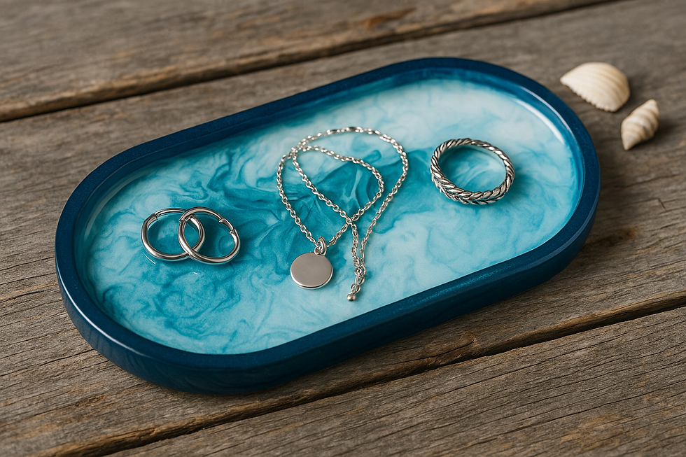 Thumbnail: Ocean Resin Oval Trinket Tray – 7” x 3.75”